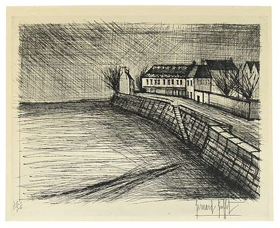 Appraisal: BERNARD BUFFET Le Quai Drypoint x mm x inches full