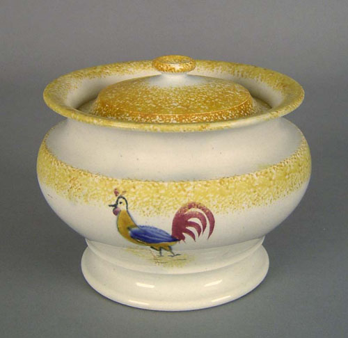 Appraisal: Yellow spatter covered sugar th c with rooster h