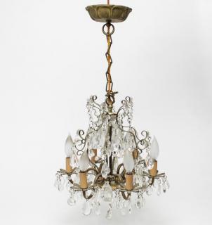 Appraisal: Crystal Chandelier with Swags Drop Pendants Vintage crystal chandelier six-light