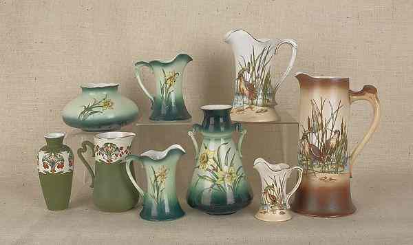 Appraisal: Nine pieces of Haynes Pottery Baltimore Maryland porcelain tallest -