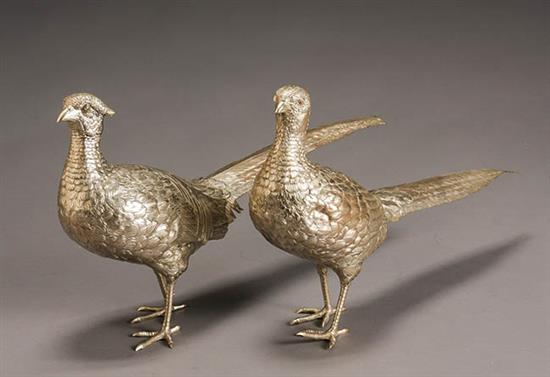 Appraisal: Pair of German Silver 'Pheasant' Table Garnitures Ludwig Neresheimer Hanau