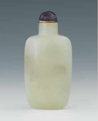 Appraisal: A Chinese Carved Jade and Amethyst Snuff Bottle Of flattened