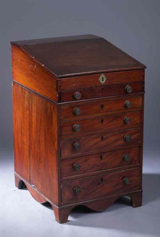 Appraisal: ENGLISH MAHOGANY DAVENPORT DESK mid- th century Rectangular with hinged