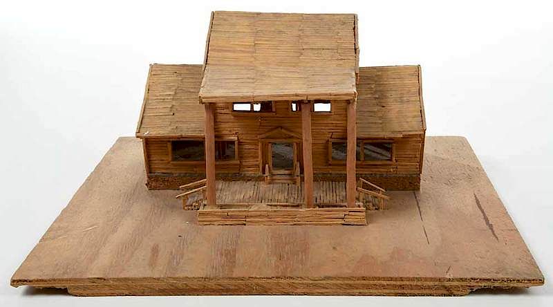 Appraisal: Two Matchstick Folk Art Objects th century house possibly prisoner