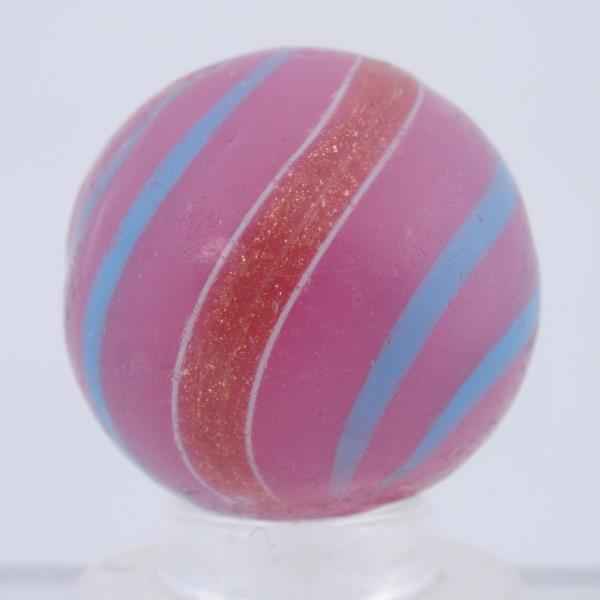 Appraisal: Rare Pink Opaque Banded Lutz Marble Very hard to find