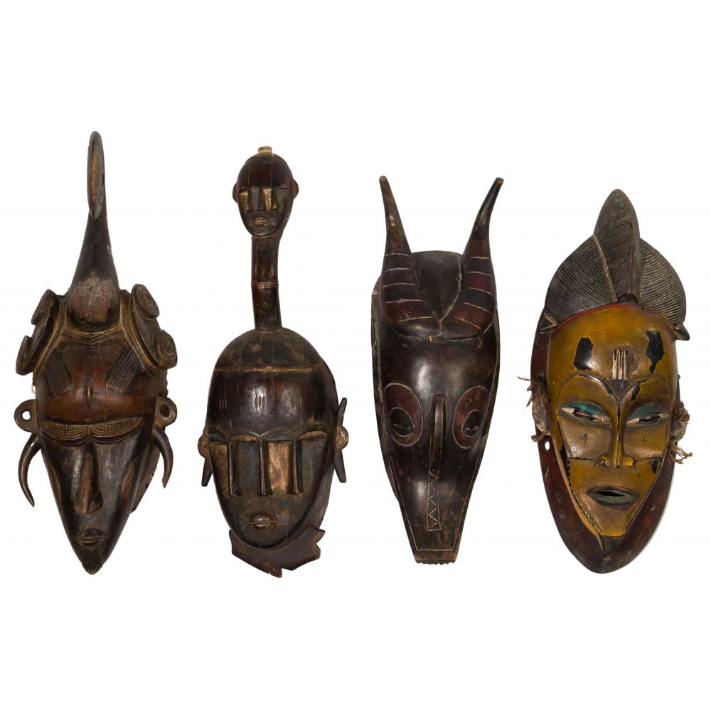 Appraisal: AFRICAN TRIBAL MASK ASSORTMENT items including Boule Senfro and Guro