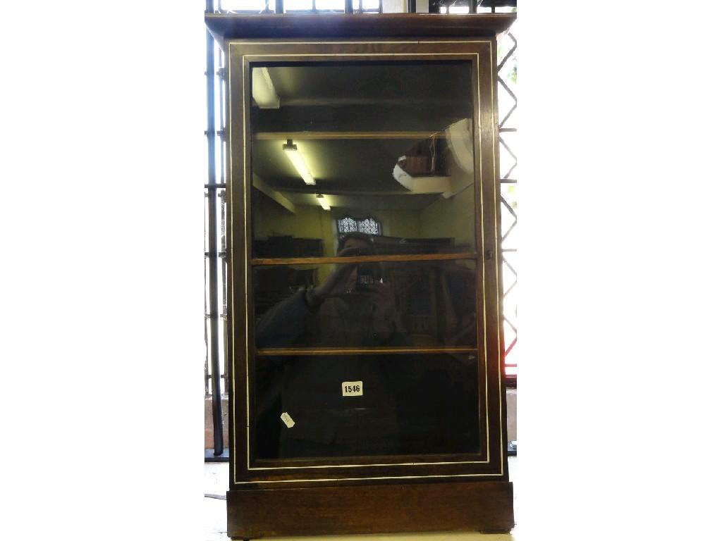 Appraisal: A rose wood side cabinet enclosed by a single glazed