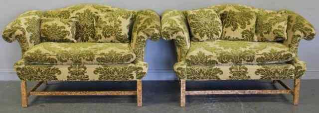 Appraisal: Pair of Small Modern Chippendale Style Sofas From a th