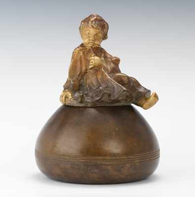 Appraisal: Large Monochrom Child Figural Tobacco Humidor Terracotta with monochrome decorations