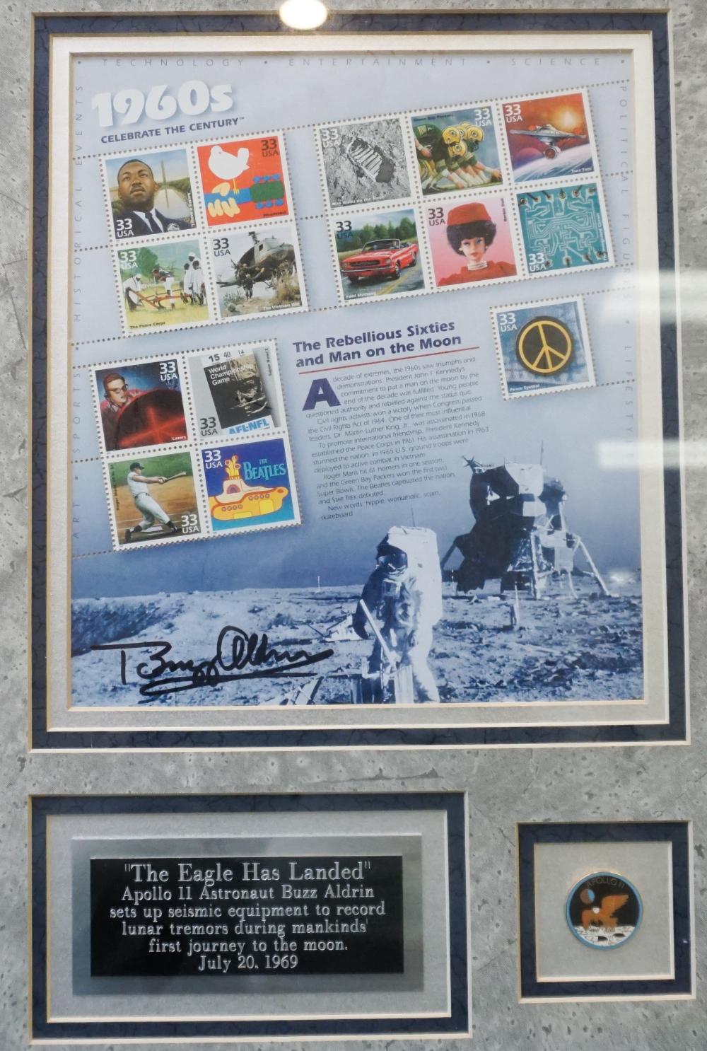 Appraisal: THE EAGLE HAS LANDED BUZZ ALDRIN AUTOGRAPHED STAMP SHEETThe Eagle