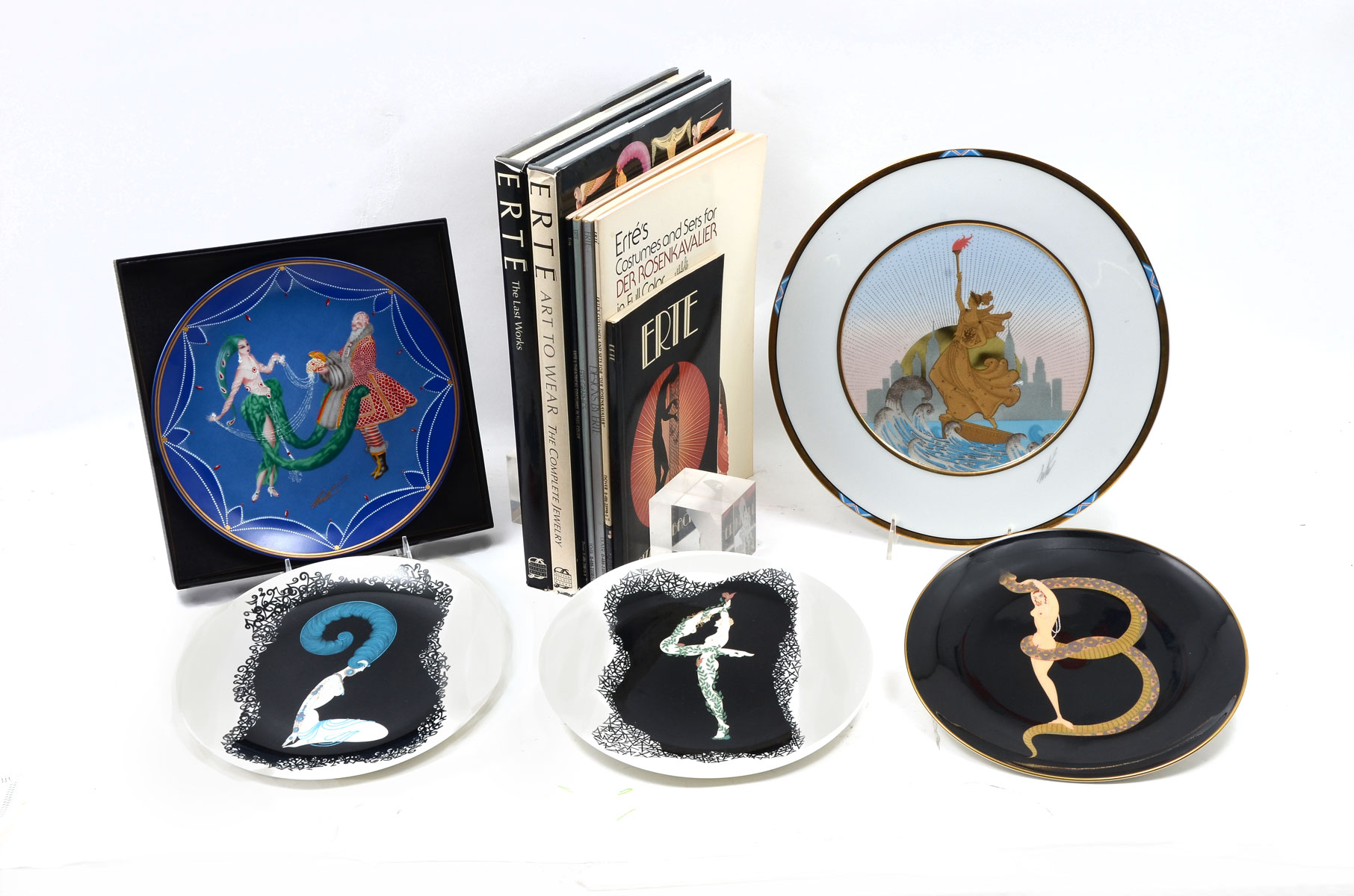 Appraisal: ERTE MEMORABILIA GROUP reference books and plates to include ''B''