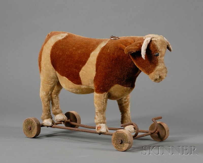 Appraisal: Plush Cow Pull-Toy late th century imperfections ht lg in