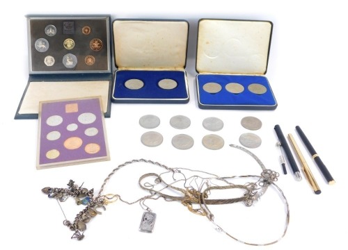 Appraisal: Collector's coins jewellery and trinkets to include Churchill and Elizabeth