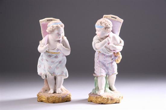 Appraisal: PAIR ENGLISH PORCELAIN FIGURES Probably Longton - green anchor mark