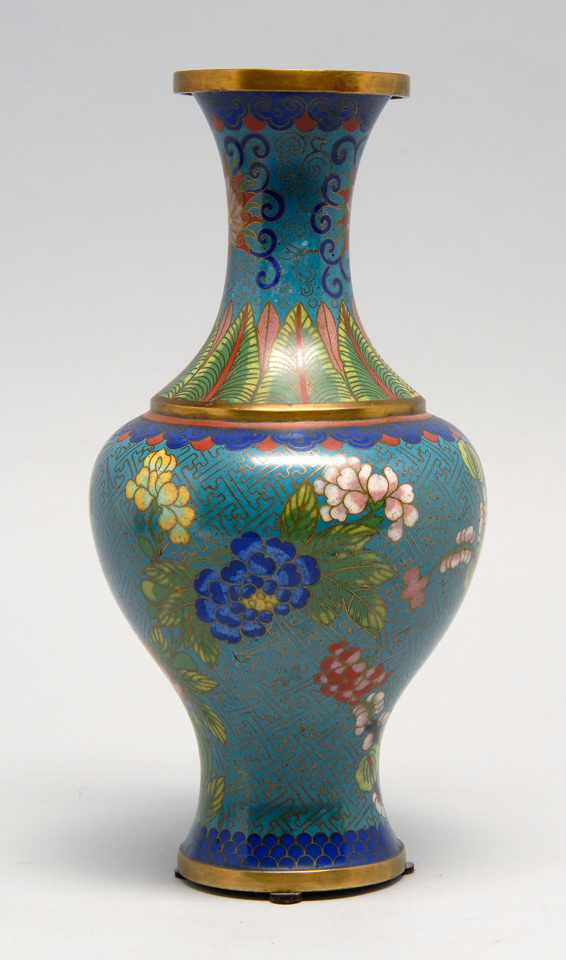 Appraisal: CLOISONN ENAMEL VASE th CenturyIn phoenix tail form with allover