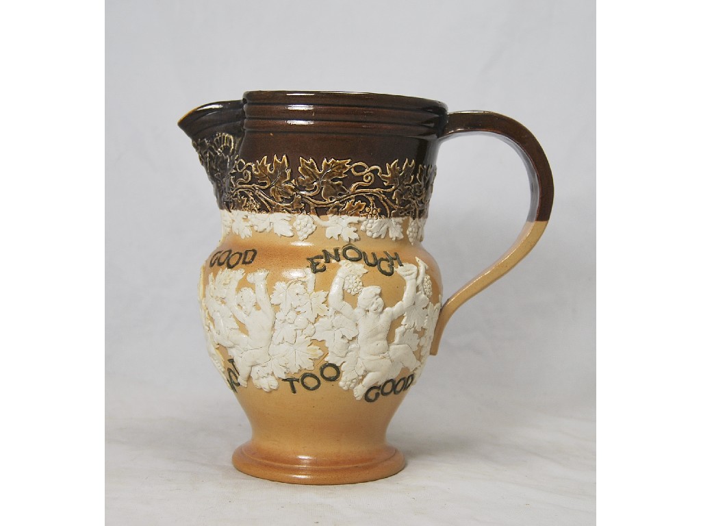 Appraisal: A Royal Doulton stoneware motto jug 'Good is not Good