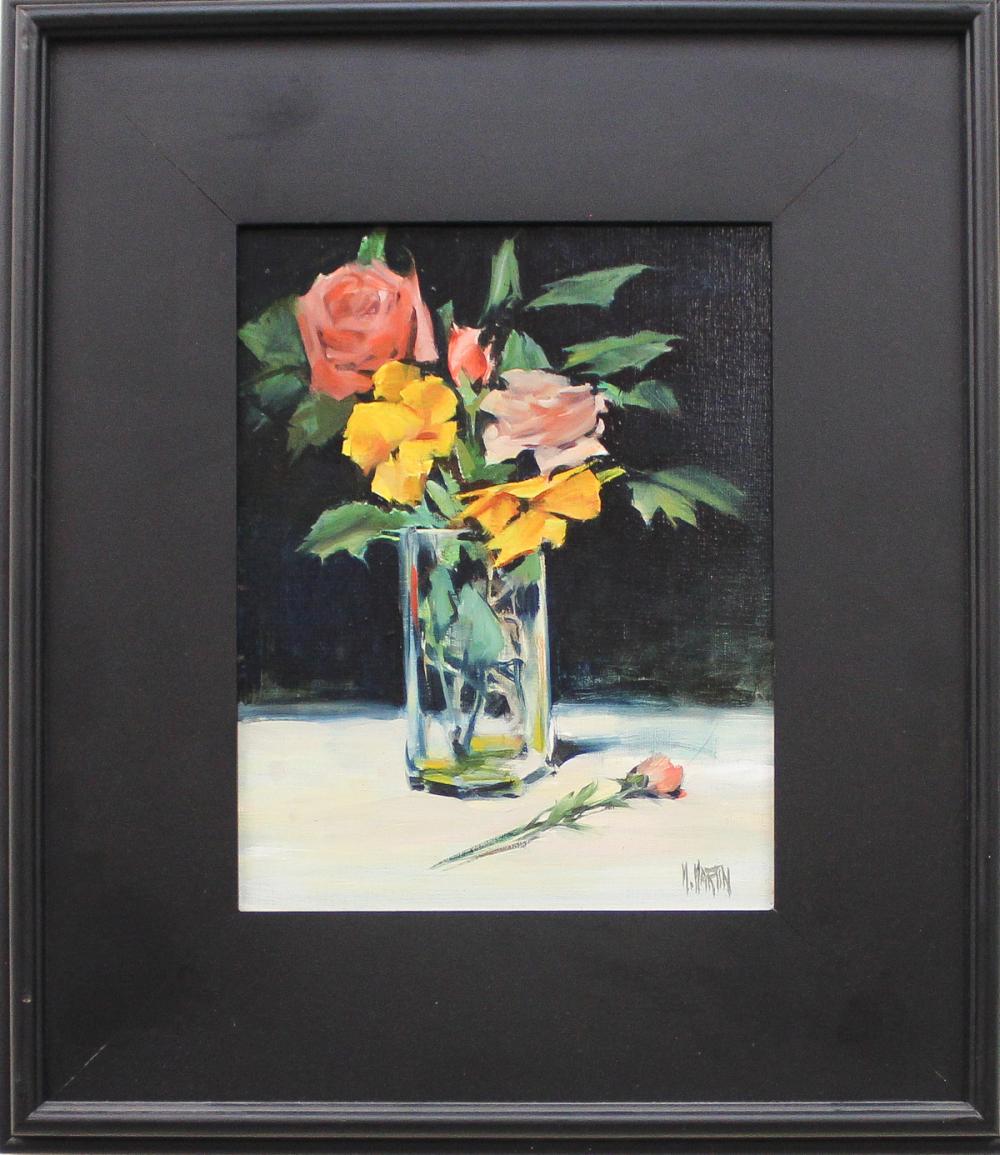 Appraisal: MARIE MARTIN OIL ON CANVAS California Oregon born Roses Signed