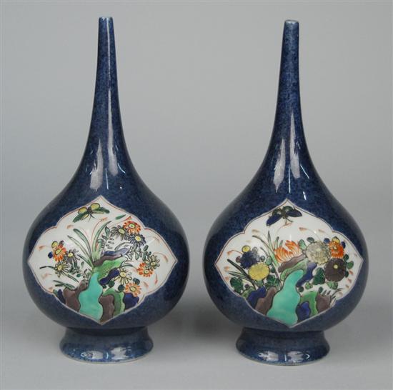 Appraisal: PAIR OF CHINESE POWDER BLUE GROUND FAMILLE VERTE BOTTLE FORM