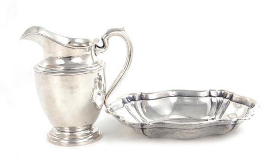 Appraisal: American sterling beverage pitcher and dish Preisner pitcher H and