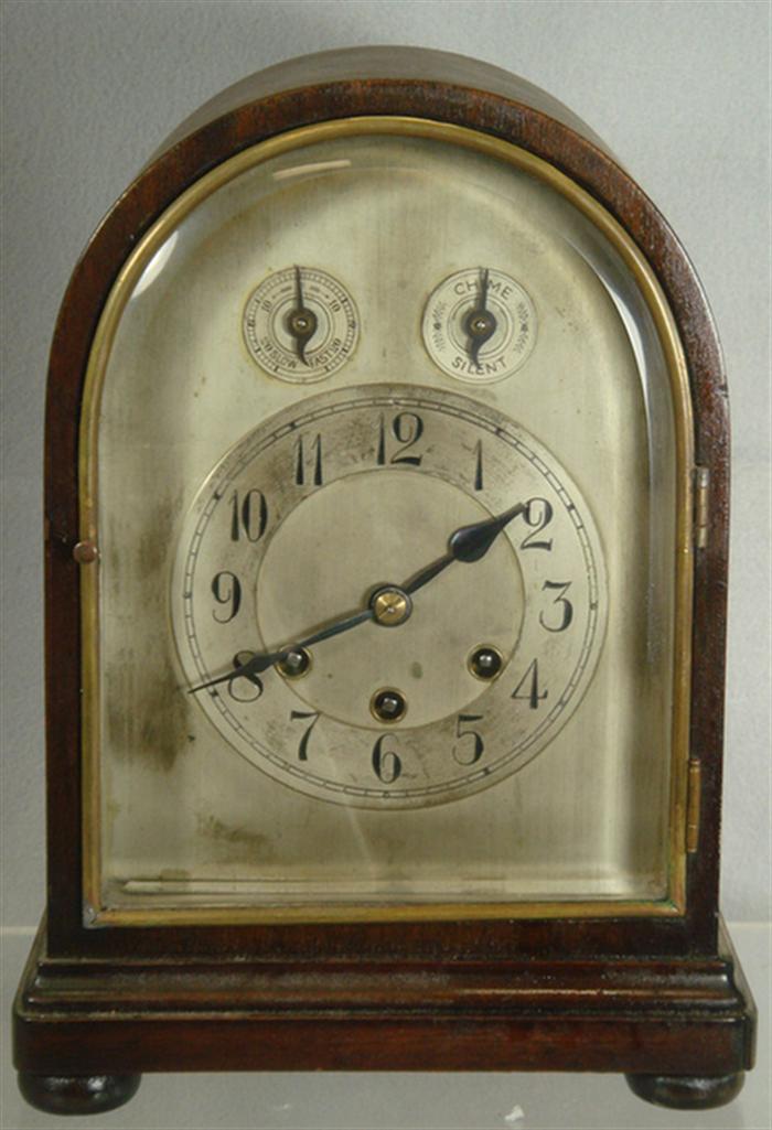 Appraisal: Mahogany Gustav Becker Westminster chiming mantle clock movement P beveled