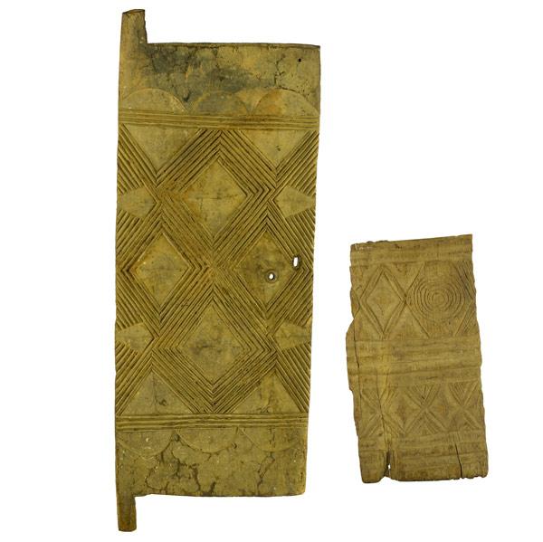 Appraisal: Two Nupe doors Nigeria Africa With geometric designs Both showing