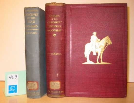 Appraisal: TENNESSEE Two volumes related to Tennessee regiments vo publisher's cloth