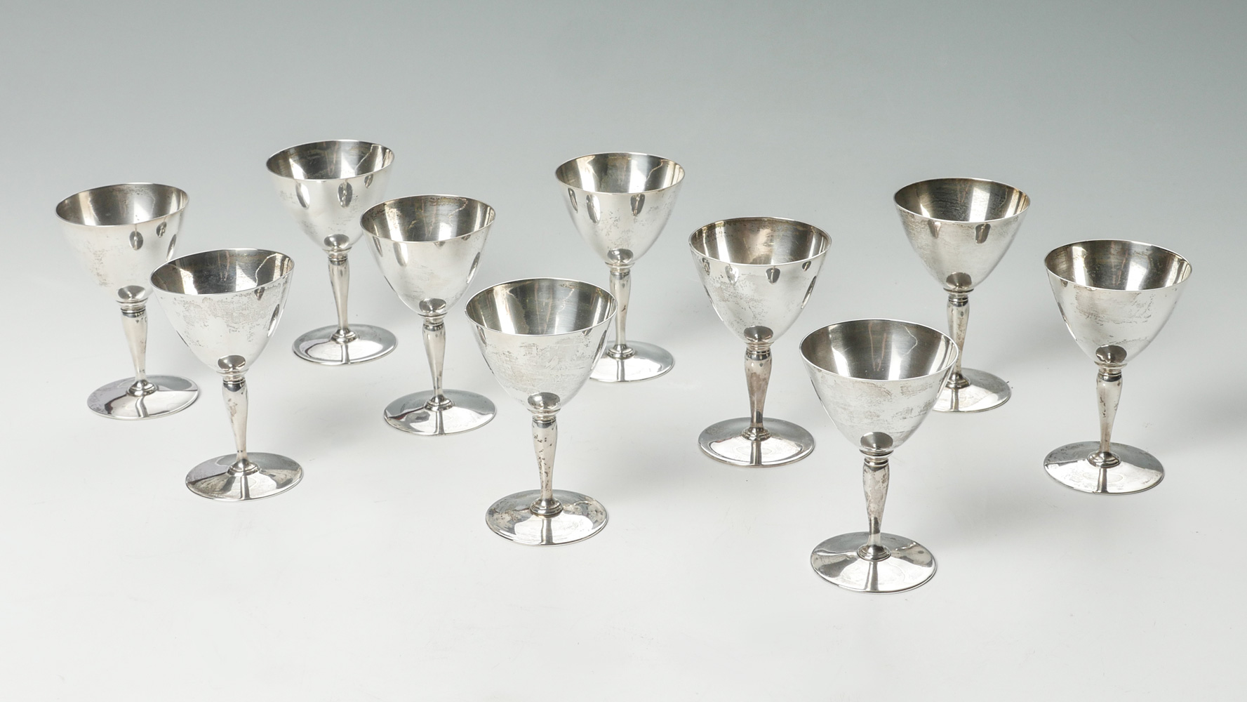 Appraisal: SET OF TIFFANY STERLING CORDIAL GLASSES Approx Assembled collection marked