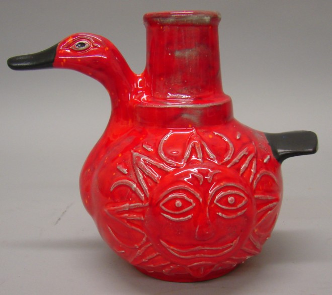 Appraisal: Jug - Red color bird form with black beak tail