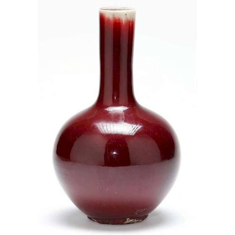 Appraisal: Chinese Oxblood Porcelain Vase bottle form with globular body and