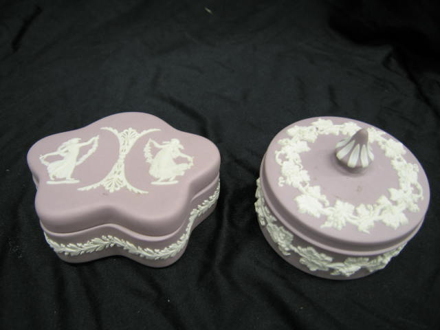 Appraisal: Wedgwood Lilac Jasperware Boxes classical maidens grape vine decor