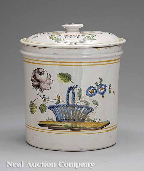 Appraisal: A French Faience Lidded Tobacco Jar late th early th