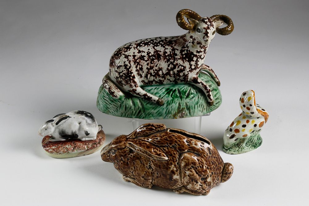 Appraisal: Group of Four English Staffordshire Animals Group of Four English