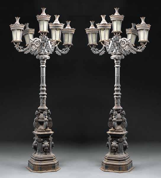 Appraisal: A Pair of Well-Cast Iron Street Lights modeled on Belle