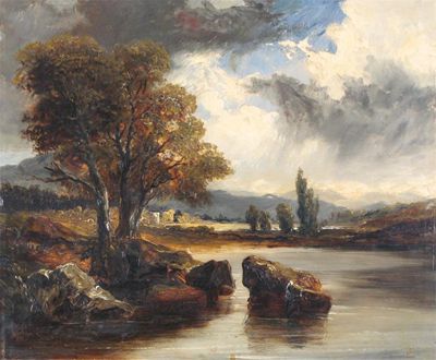 Appraisal: Follower of James Wilson Carmichael Stormy lakeland scene Bears signature