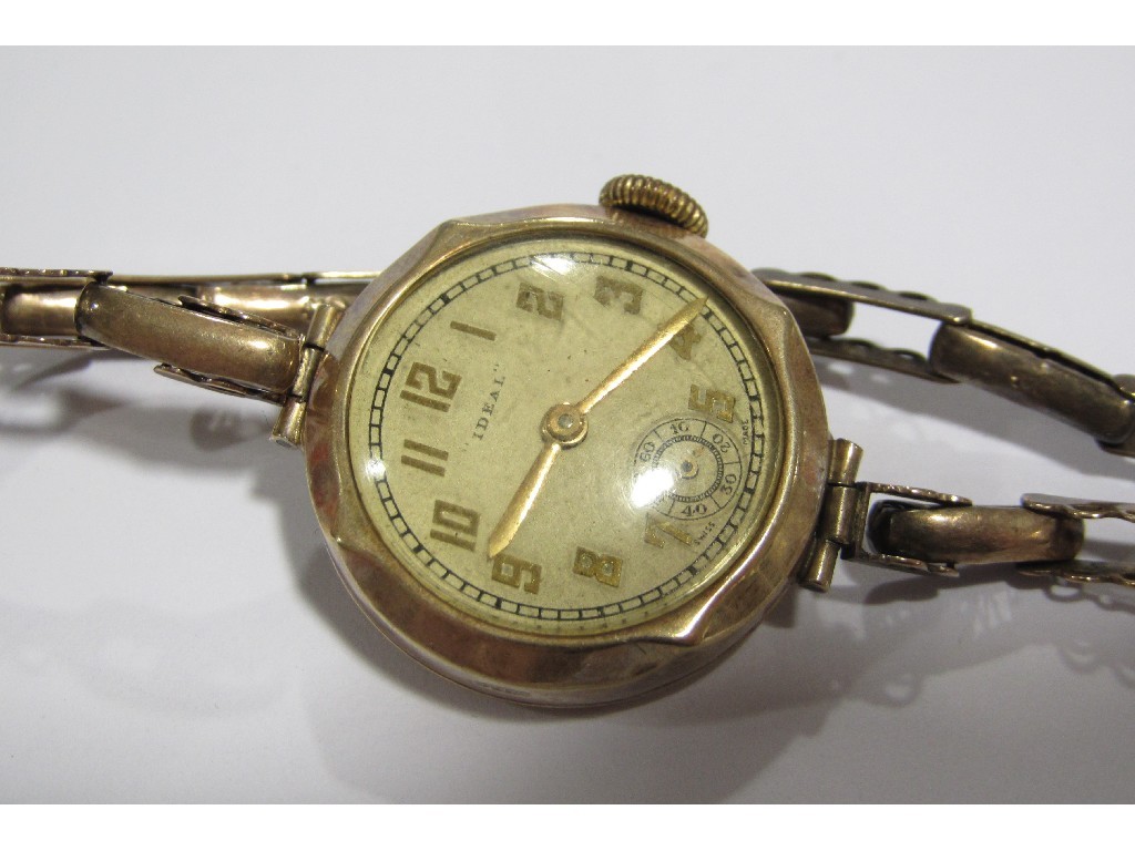 Appraisal: Ladies early th century ct gold wrist watch on gold