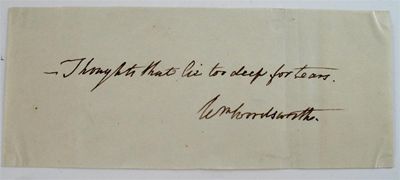 Appraisal: Wordsworth William Two autograph transcripts of the last lines from