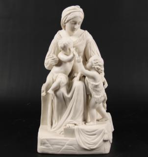 Appraisal: FRENCH BISQUE UNGLAZED PORCELAIN GROUPING OF SEATED WOMAN WITH CHILDREN