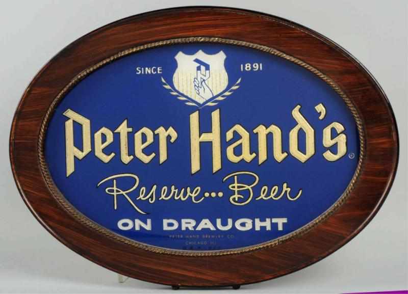 Appraisal: Peter Hand's Beer Reverse Glass Painted Sign Glass is clean