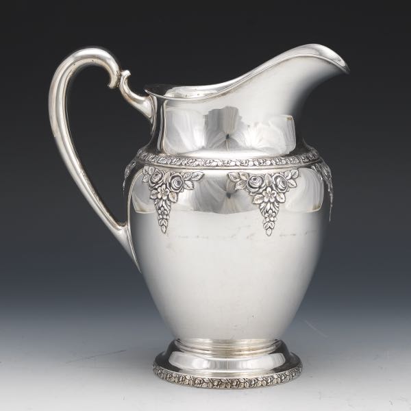 Appraisal: WALLACE STERLING SILVER EWER PITCHER NORMANDIE PATTERN x x Baluster