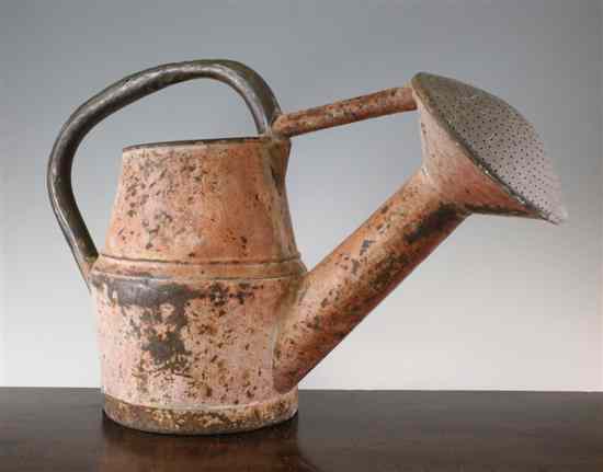 Appraisal: An th century painted copper watering can with broad spout