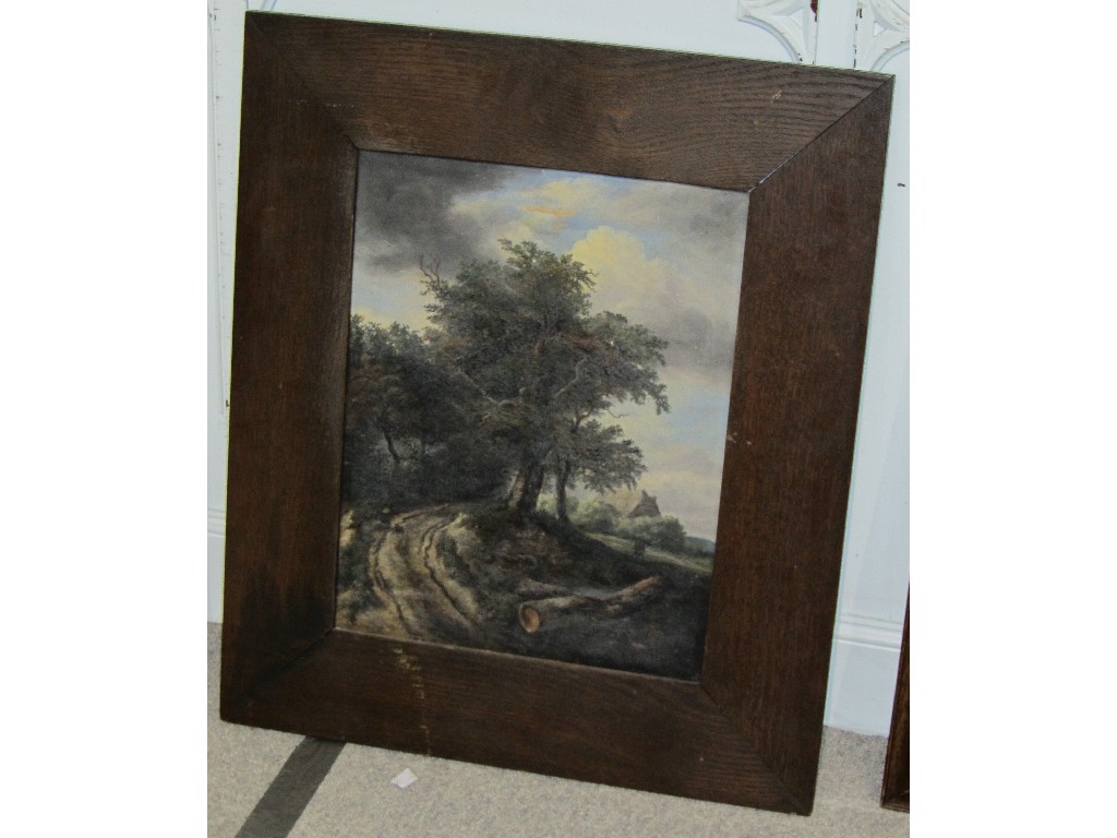 Appraisal: Oil on canvas woodland scene unsigned