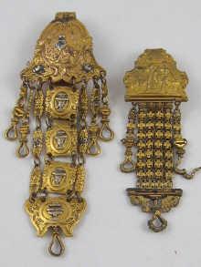 Appraisal: Two late th century gilt metal chatelaine fobs