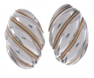 Appraisal: Tiffany Co Sterling K Swirl Earrings Classic Tiffany Omega back