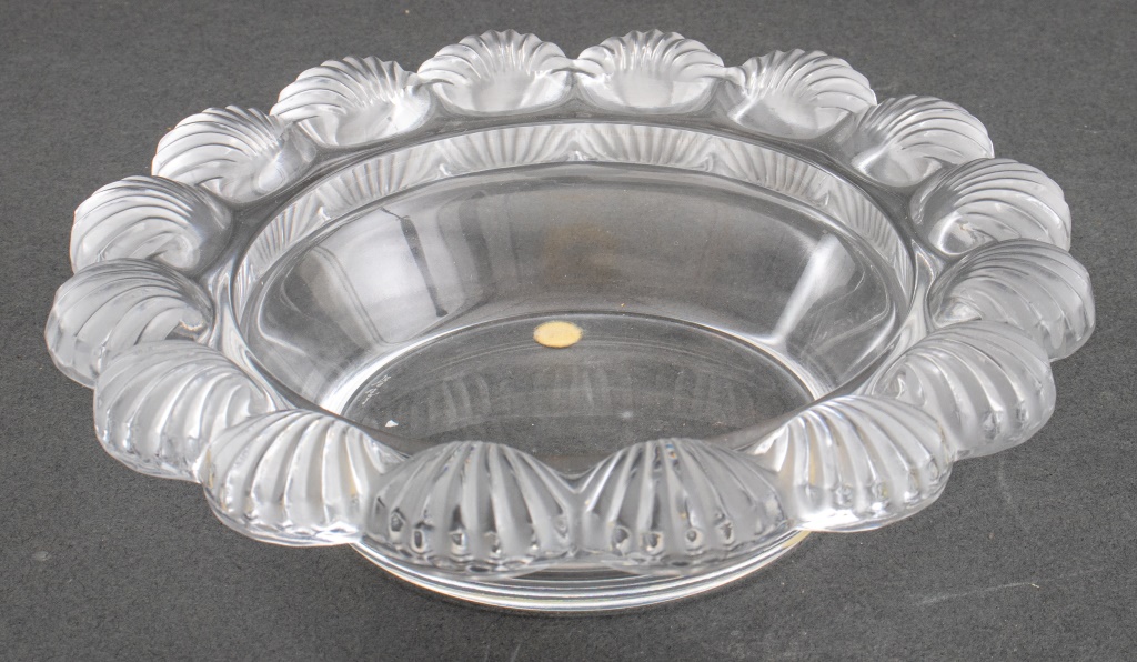 Appraisal: LALIQUE SHELL BORDER CRYSTAL BOWL DISH Lalique clear crystal bowl