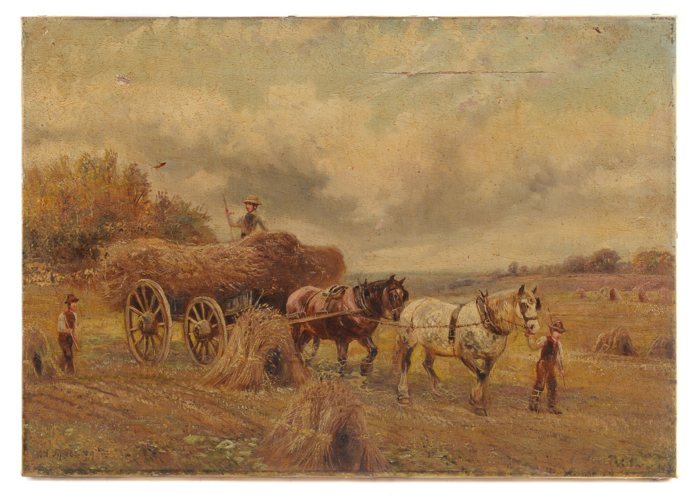 Appraisal: TIPPETT William British - Haying Scene Oil Canvas '' x