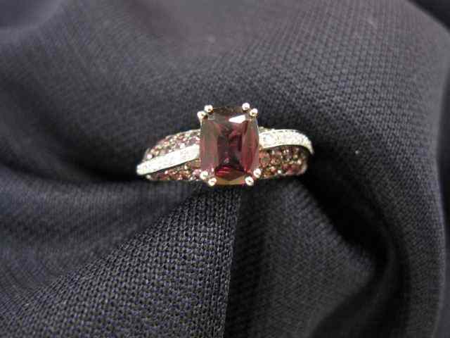 Appraisal: Garnet Diamond Ring rich purplish red gems k white gold