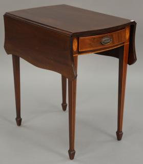 Appraisal: Margolis mahogany inlaid Pembroke table with drop leaves and line