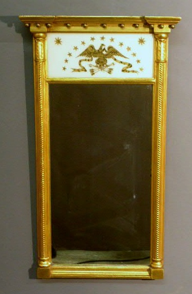 Appraisal: Sheraton style mirror with gilt decoration h x w x