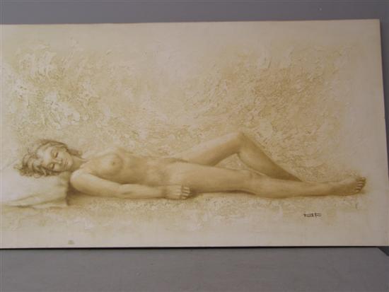 Appraisal: Frank Aris oil on canvas reclining nude signed h w