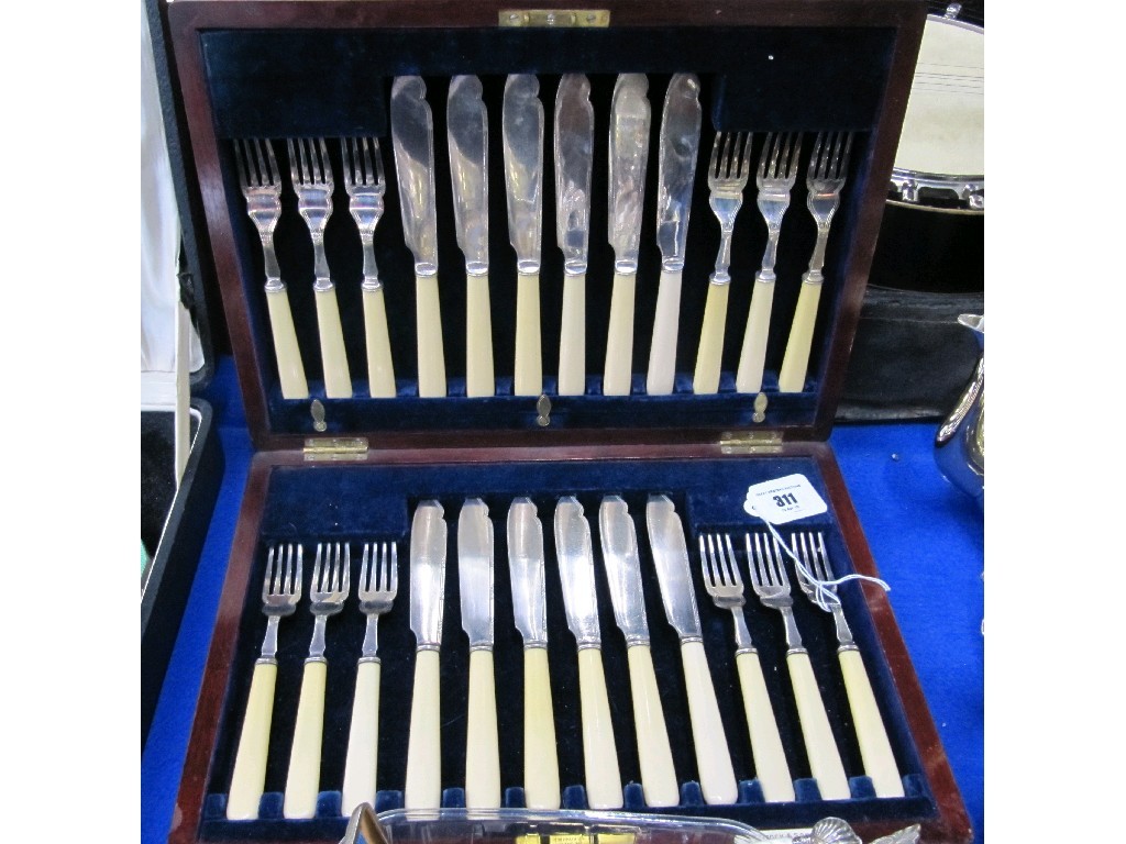 Appraisal: Cased piece fish cutlery set